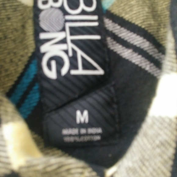 NWOT BILLABONG Flannel Shirt Striped Sz M - Picture 3 of 6
